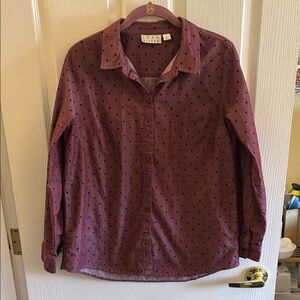 JOAN RIVERS | Plum polka dot button down cotton shirt, size small‎ - EUC